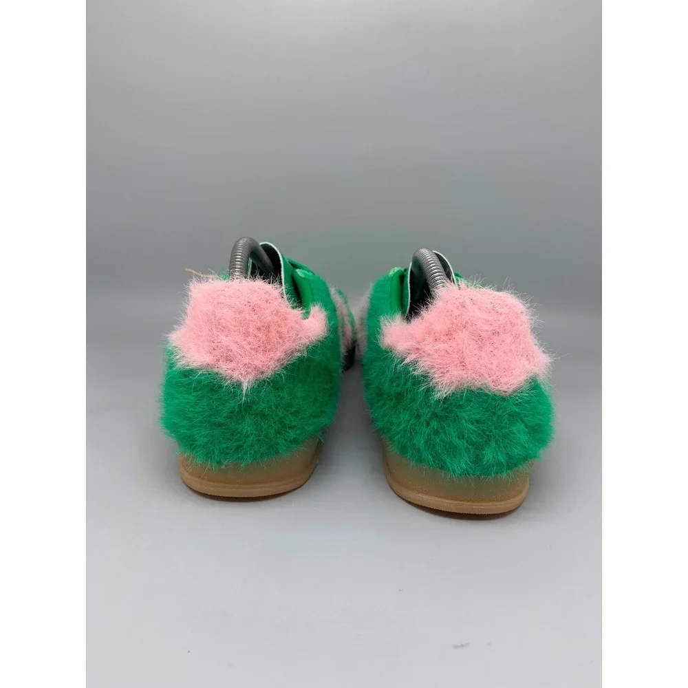 Adidas Gazelle Indoor W Green Pink Faux Fur Shoes JP8342 Women's Sz 10